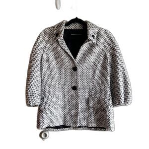 Dana Buchman Gray Tweed Blazer Button Jacket Linen Work - 6